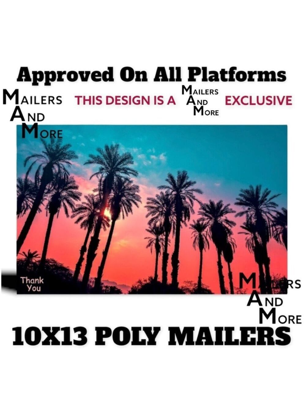 25 10X13 Poly Mailers Twilight Palms Shipping Envelopes PRICE IS FIRM - Picture 6 of 9
